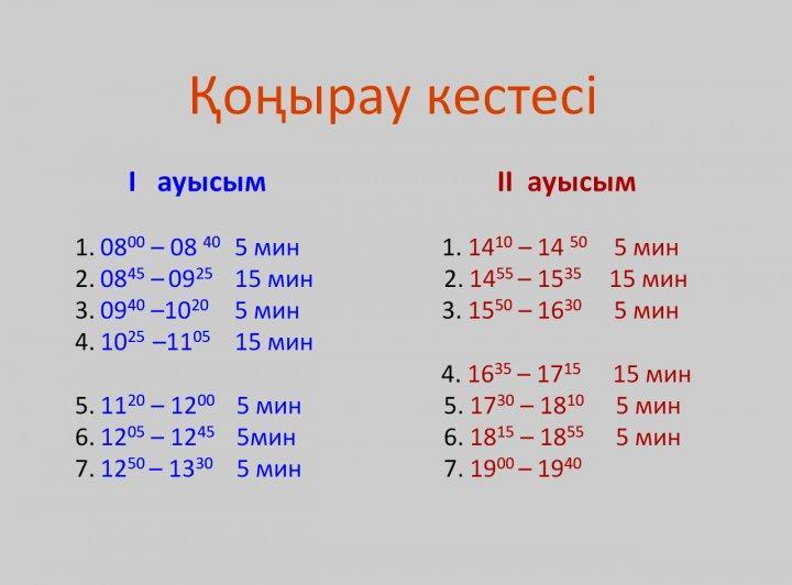 Қоңырау кестесі