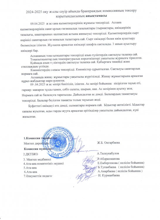 Бракераж коммиссиясының анықтамасы мен АКТ